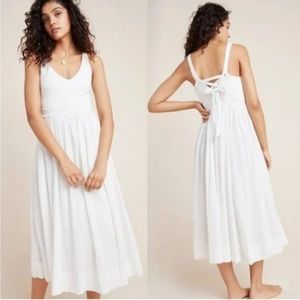 Anthropologie Elina Woven Saturday Sunday Smocked Sleeveless Tie Back Dress